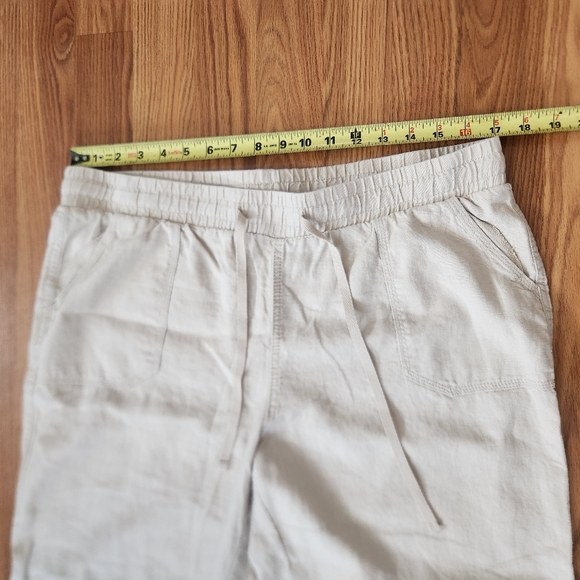 C est 1946 Women’s Linen Blend High Rise Straight Wide Leg Pants Lounge Size L - Picture 9 of 16